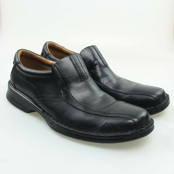 clarks black leather loafers